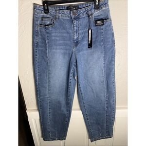 Stitch Star High Rise Barrel Jeans WMN's 8, 26" LENGTH Trending Stretch Cotton